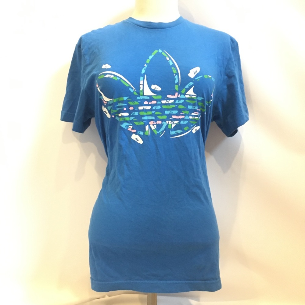 Adidas Blue Graphic Tee shirt with Logo Size M